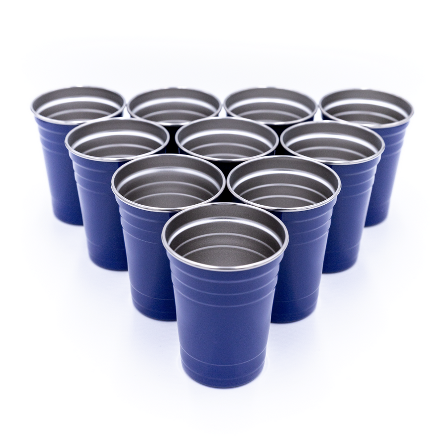 Bierpong Becher aus Edelstahl BLAU