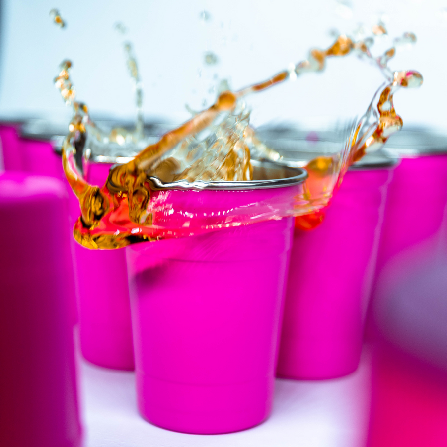 Bierpong Becher aus Edelstahl PINK